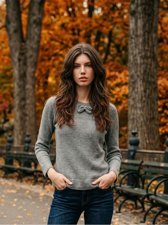Aqua Sweaters - Aqua Womens Gray Cashmere Silk Blend Crewneck Sweater Soft Cozy Gray Size M